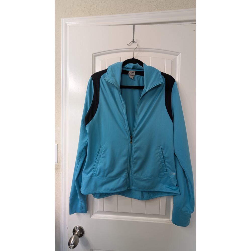 C9 by Champion Women's Full Zip Track Jacket w/ Pockets Blue/Black Colorblock L